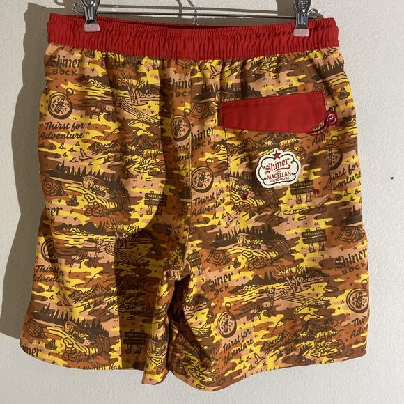 Magellan x Shiner Bock Beer Mens Swim Trunks Shorts Camouflage Camp Bottoms Med - Picture 6 of 11